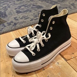 Black platform high top converse